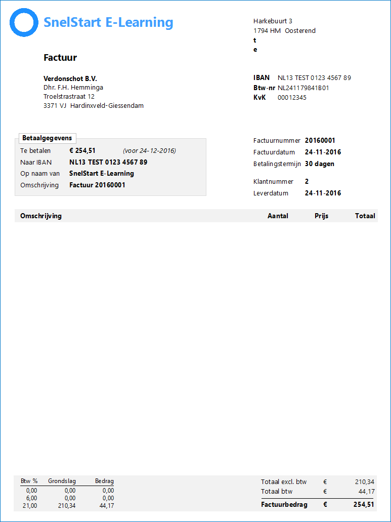 De opmaak van een factuur die uit meerdere pagina's bestaat in SnelStart 12